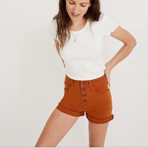 Madewell High Rise Denim Shorts Burnt Orange Size 23